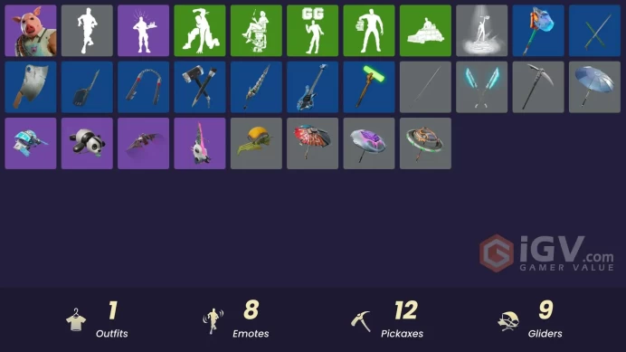 [PSN/XBOX/PC] 1 skins | Pig the Butcher | Shattered Halo Ring | Beachcomber | Deep Dive | Back-Mounted Turbo Tower | Homer's Gift