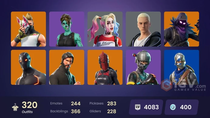 320 skins | Leviathan Axe | Merry Mint Axe | The Reaper | Elite Agent | Itachi Uchiha | Take The L | Fresh | Blue Squire | Royale Knight | Omega