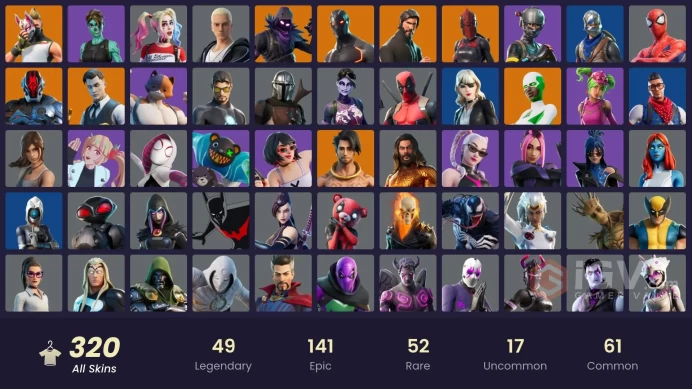 320 skins | Leviathan Axe | Merry Mint Axe | The Reaper | Elite Agent | Itachi Uchiha | Take The L | Fresh | Blue Squire | Royale Knight | Omega