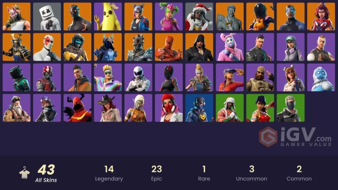 43 skins | Omega | Lynx | Wild Card | Valor | Musha | Carbide | Hybrid | Blackheart | The Ice King | The Prisoner | Zenith | Love Ranger | Drift