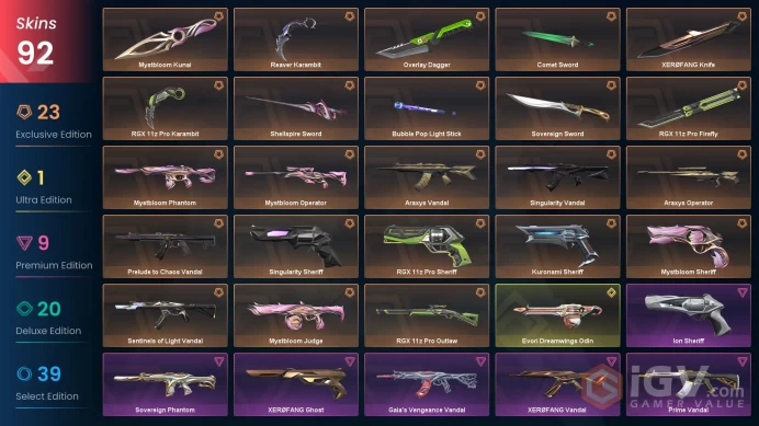 EU/TUR 72225 VP Mystbloom Bundle Prelude to Chaos Vandal Singularity Sheriff Evori Dreamwings Odin Sovereign Sword Prime Vandal Mystbloom Kunai