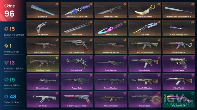 61EU/TR Market&V26 ACT1 Gold I &Valorant GO-Ion/Prime Karambit-Xerofa Knife-Reaver/EF/Prime/GP/Ion/RGX/Aemondir Vandal-Prime/Reaver PH-Reaver OP