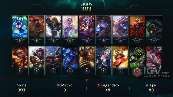 ME EMAIL CHANGEABLE ALL CHAMPPIONS 303 SKINS 16KOE HEXTECH KOG'MAW AND POPPY 5 VICTORIOUS LAST PLAY 2024