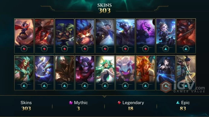 ME EMAIL CHANGEABLE ALL CHAMPPIONS 303 SKINS 16KOE HEXTECH KOG'MAW AND POPPY 5 VICTORIOUS LAST PLAY 2024