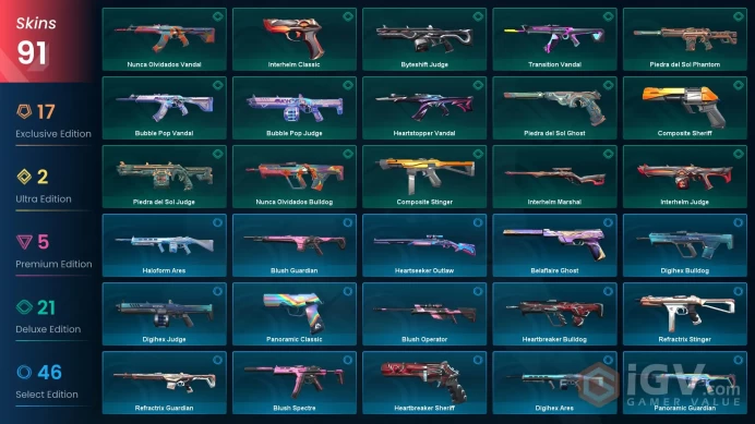 NA | 91 Skins | Mystbloom Bundle, XERØFANG Knife, Neptune Vandal, Evori Dreamwings Spectre, Evori Dreamwings Ghost, Spectrum Phantom