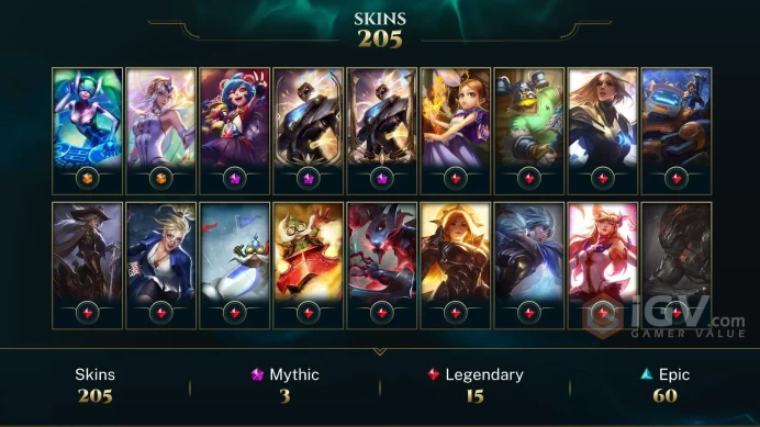 NA EMAIL CHANGEABLE 148 CHAMPIONS 205 SKINS VICTORIOUS: AATROX GRAVES MAOKAI SIVIR PRESTIGE THRESH 2X