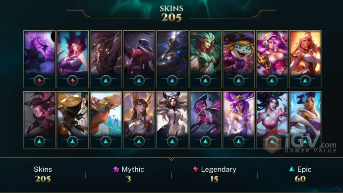 NA EMAIL CHANGEABLE 148 CHAMPIONS 205 SKINS VICTORIOUS: AATROX GRAVES MAOKAI SIVIR PRESTIGE THRESH 2X