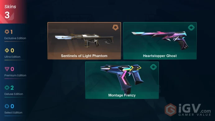 EU | 3 skins | Sentinels of Light Phantom | Montage Frenzy | Heartstopper Ghost | X4124