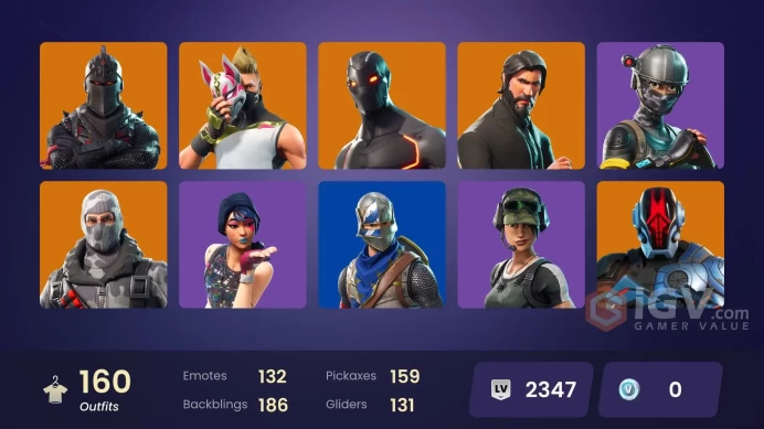 160 skins/full access/black knight/floss/take the l/the reaper/tidy/mako/the reaper/deluxe stw/rare banners/king eh 30