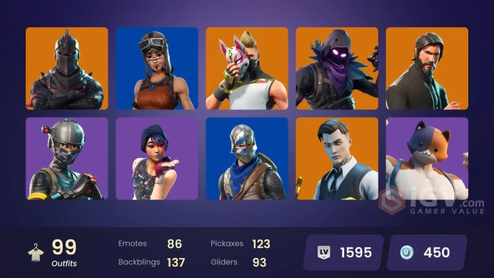 99 skins/full access/black knight/take the l/the reaper/dante/floss/elite agent/drift stage 5/playboi carty/royale knight/acdc