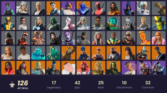 [PC/PSN/XBOX] 126 skins | Deluxe STW | Gold Midas | Fashion Banshee | 61+ Competitive Items | Rage| 400 VB