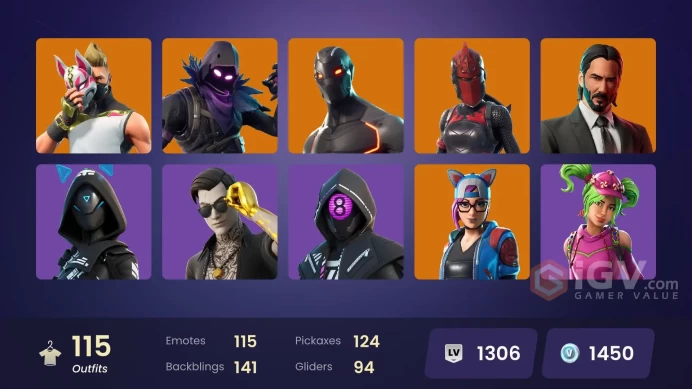 [PC/PSN/XBOX] 115 skins | Ultimate STW | Take The Elf | John Wick | Orange  Justice | Rambunctious | 1450 VB