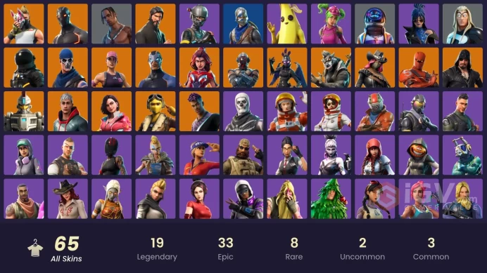 65 skins/full access/travis scott/the reaper/blue squire/take the l/astro jack/mako/deluxe stw/elite agent