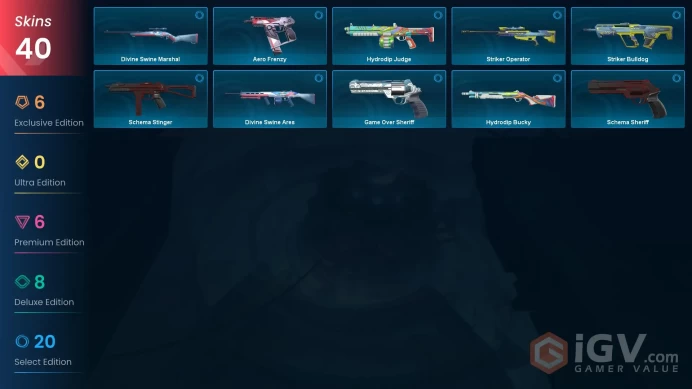 EU Level 89 40 Skins 17 Agents RGX 11z Pro Operator Ion Sheriff RGX 11z Pro Operator Ion Phantom VALORANT GO! Vol. 1 ...