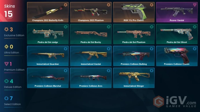 EU Level 49 15 Skins 14 Agents RGX 11z Pro Classic RGX 11z Pro Classic Reaver Vandal Champions 2022 Butterfly Knife C...