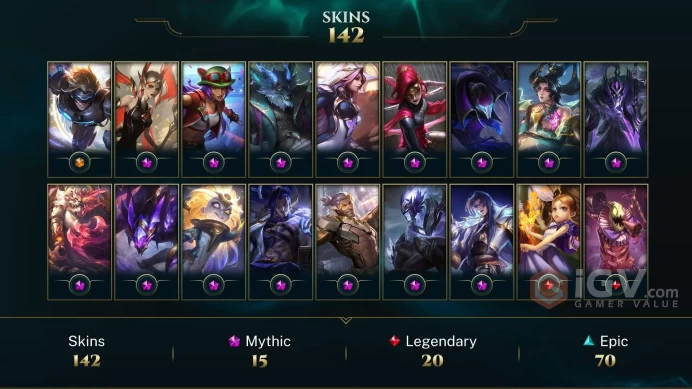 EUW EMAIL CHANGEALE 126 CHAMPIONS 142 SKINS 9 PRESTIGE 15 MYTHIC 120 MYTHIC ESSENCE 312 LITTLE LEGENDS (6 MYTHIC)
