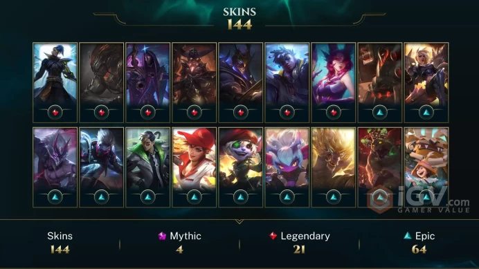 EUW EMAIL CHANGEABLE 168 CHAMPIONS 144 SKINS PRESTIGE: JAX YASUO KAYN EMERALD MMR HONOR 4 VICTORIOUS DRAVEN