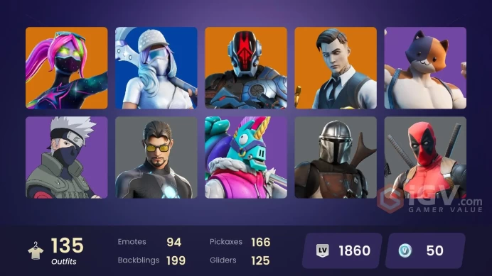 PC/PSN/Xbox/Nintendo 135 skins Leviathan Axe | VI | Lara Croft | Tart Tycoon | Naruto Uzumaki | Lina Scorch | Andromeda | The Cube Queen | 50 VB