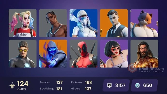 PC/PSN/Xbox/Nintendo 125 skins | Travis Scott | Leviathan Axe | Vivi Chroma | Gold Midas | Gold Brutus | Trilogy | Valeria | Malik | Eternal Kni