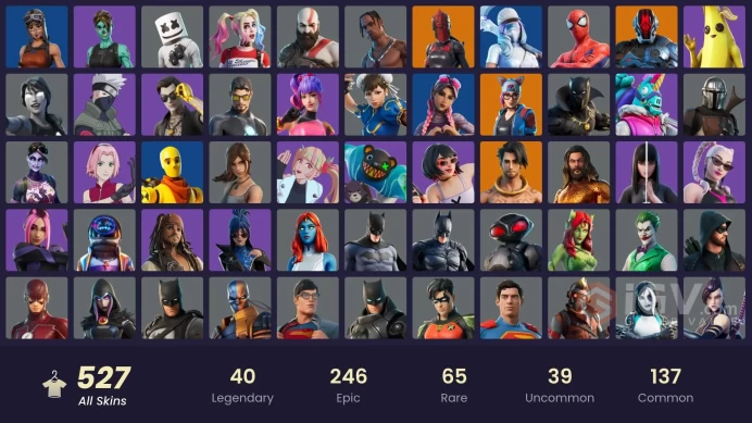 [ALL PLATFORMS]-527 Skin-504 Pickaxes-Travis Scott-Kratos+Leviathan Axe-Astro Jack-Chun-Li-Midsummer Midas-