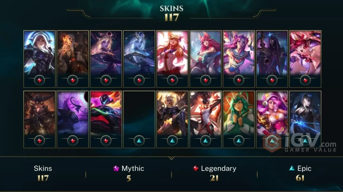 NA EMAIL CHANGEABLE 87 CHAMPIONS 117 SKINS 4 ULTIMATE 5 MYTHIC PRESTIGE: SENNA SERAPHINE 