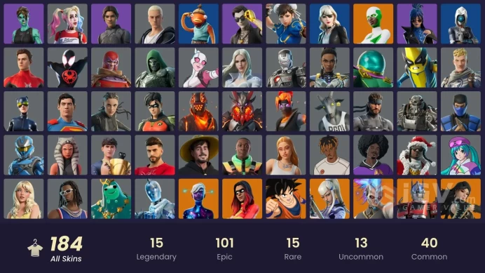 [ALL PLATFORMS]-184 Skin-Chani OG-Backlash-Championship Aura-Outlaw Midas-Harley Quinn-Desert Dawn Lyric-Chun-li-FULL ACCESS-