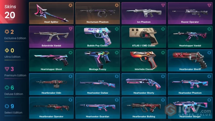 AP | 18 skins | Nocturnum Phantom | Heart Splitter | Ion Phantom | Solarstride Vandal | Heartstopper Ghost | Interhelm Classic | N7260