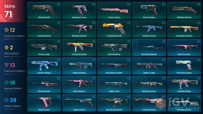 EU | 71 skins | Champions 2023 Vandal | Reaver Karambit | Elderflame Vandal | Radiant Entertainment System Phantom | Kuronami Vandal | Q3258