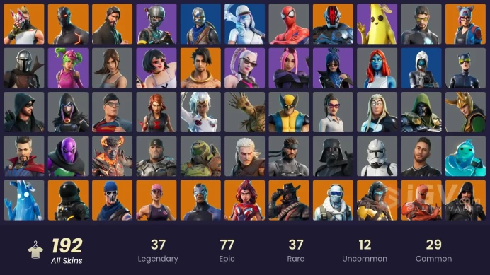 193 skins/full access/the reaper/blue squire/royale knight/take the l/deluxe stw/keri commander/fresh/the champion