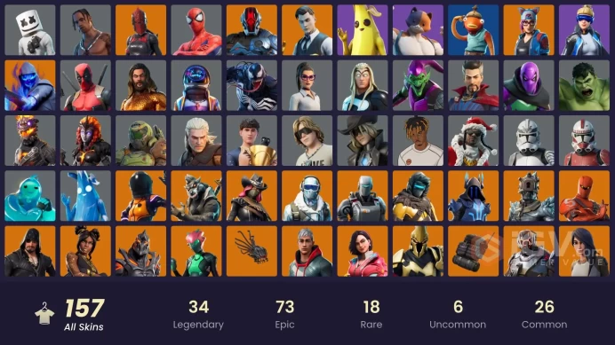 76 skins | Vendetta | Gear Specialist Maya | The Scientist | Blackheart | Singularity | Hybrid | Omegarok | Ruin | Fusion | Luxe | 50 VB