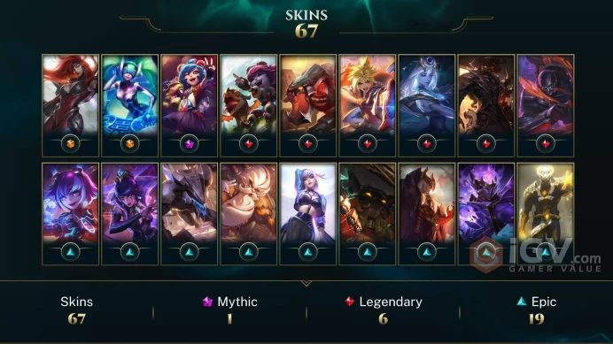 LAN | 67 Skins | 103 Champions | Level 213 | 2378 BE | Grey Warwick | Worlds 2020 LeBlanc | Dark Star Jarvan IV
