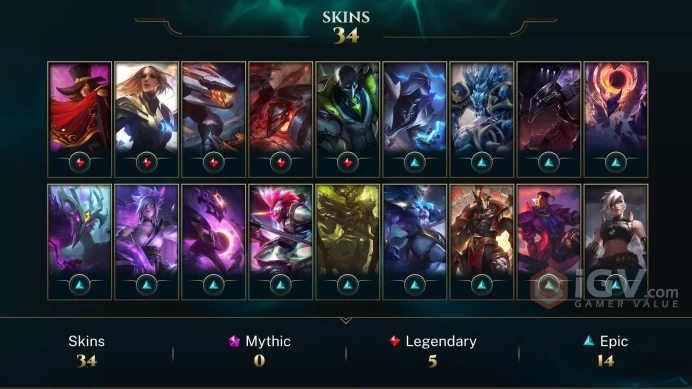 EUW | 34 Skins | 40 Champions | Level 122 | 11721 BE | Arcade Hecarim | Dark Star Malphite | Demacia Vice Lucian