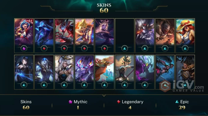 [EUW] | 60 Skin | 147 Champ | Unranked | 2918 RP | Email Access | 2025 Ready | 40475 BE | Honor 3 | Level 141