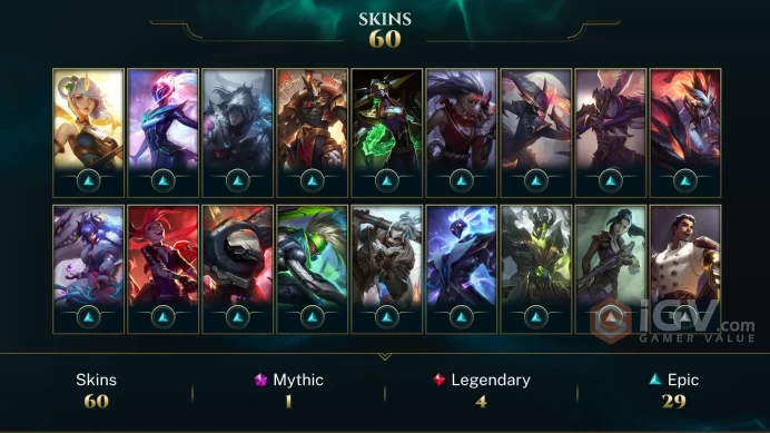 [EUW] | 60 Skin | 147 Champ | Unranked | 2918 RP | Email Access | 2025 Ready | 40475 BE | Honor 3 | Level 141