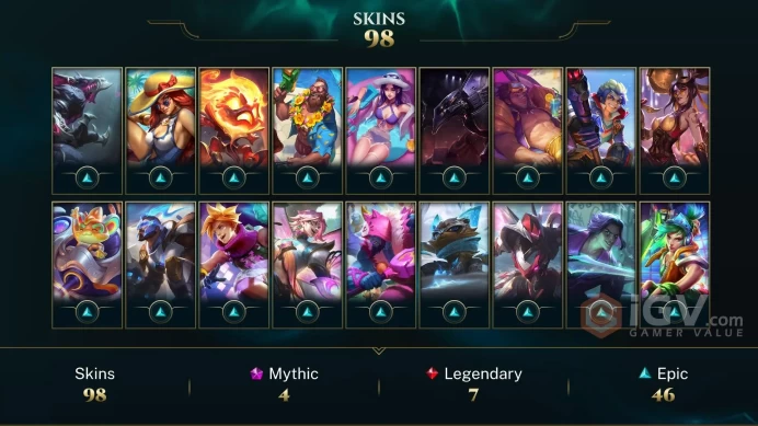 [TR] | 98 Skin | 162 Champ | Unranked | 26 RP | ⭐ Email Access | 2025 Ready | 32843 BE | Honor 3 | Level 320