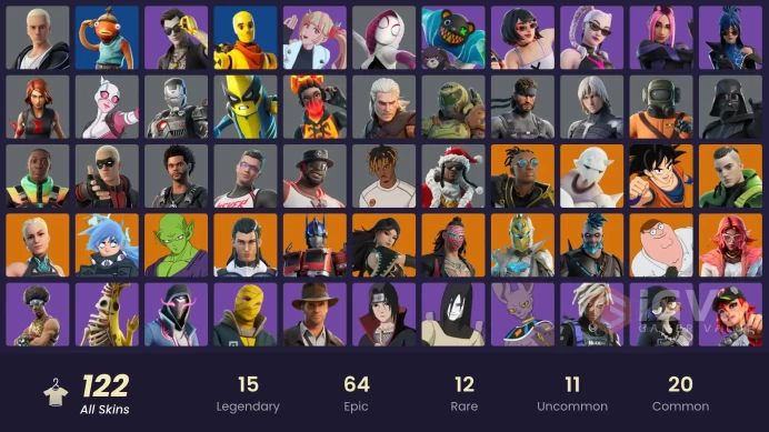 (PC PSN XBOX) 122 skins | Valeria | Paradigm (Reality-659) | Nezumi | Malik | Era | Optimus Prime | Peter Griffin | Spectra Knight | Piccolo | S
