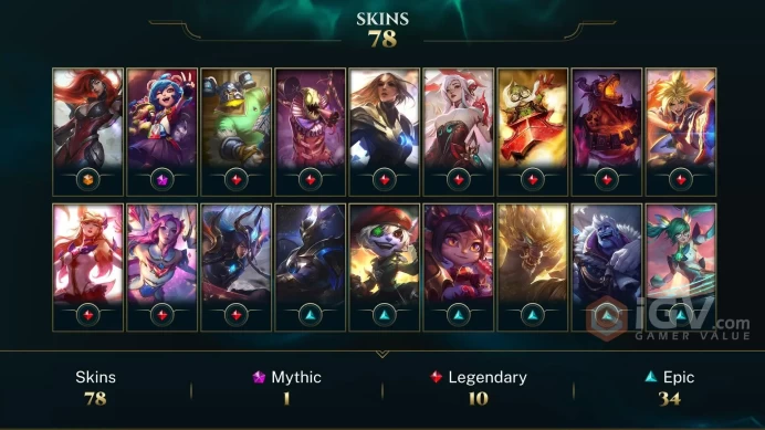 [TR] | 78 Skin | 137 Champ | Unranked | 10 RP | Email Access | 2025 Ready | 3648 BE | Honor 3 | Level 263