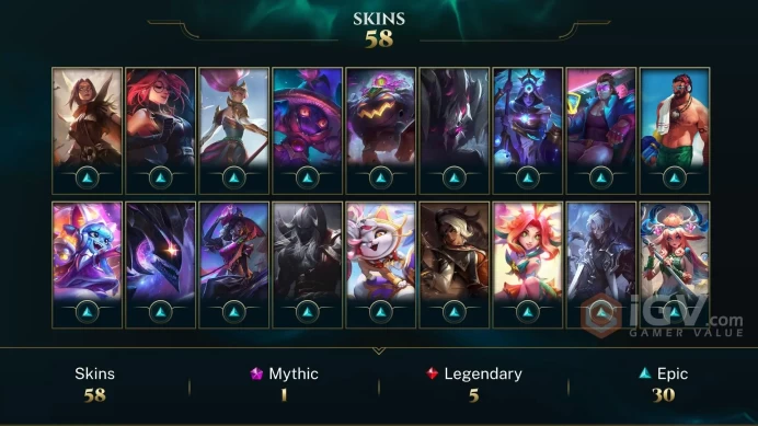 [TR] | 58 Skin | 91 Champ | Unranked | 2038 BE | 2025 Ready | Honor 3 | Level 193 | 50 RP | Email Access #KHN94LTR