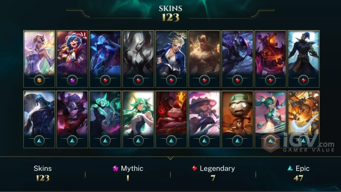 [TR] | 123 Skin | 143 Champ | Unranked | Honor 3 | 2025 Ready | 710 RP | 13627 BE | Email Access | Level 241 #72CN55TR