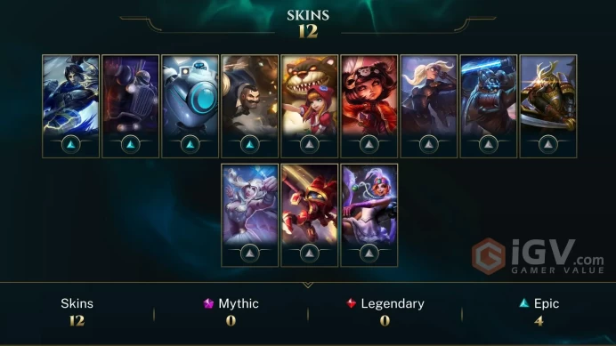 [NA] | 12 Skin | 37 Champ | Unranked | Level 30 | Email Access | Honor 3 | 1340 RP | 1751 BE | 2025 Ready #O43CTTNA