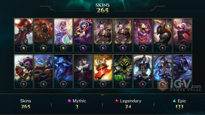 [EUW] | 265 Skin | 159 Champ | Unranked | Level 322 | Honor 3 | 63 RP | 2025 Ready | 37460 BE | Email Access #AFXO5LLA