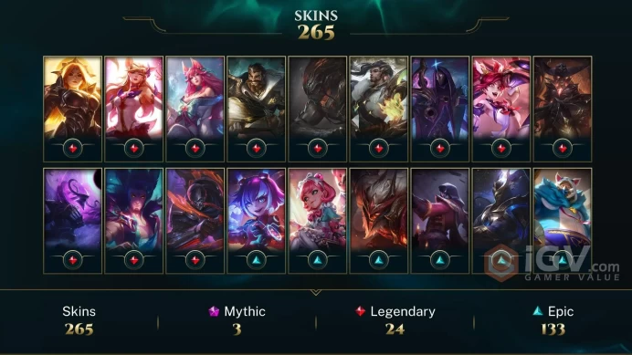 [EUW] | 265 Skin | 159 Champ | Unranked | Level 322 | Honor 3 | 63 RP | 2025 Ready | 37460 BE | Email Access #AFXO5LLA