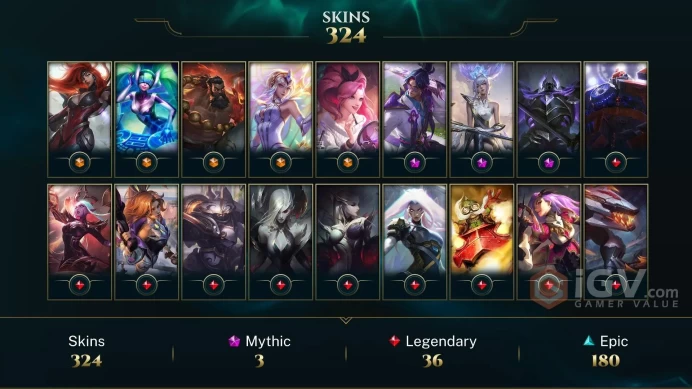 [D11] NA/EUW/OCE/JP/ 167 heroes / 324skins /  Instant Delivery/ Can change bound email and password/Can be transferred to any server
