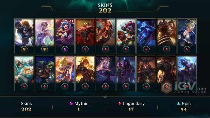 [D38] NA/EUW/OCE/JP/ 169 heroes / 202skins /  Instant Delivery/ Can change bound email and password/Can be transferred to any server