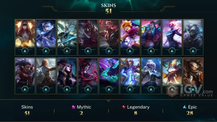 [TR] | 52 Skin | 79 Champ | Unranked | 85 RP | Email Access | 2025 Ready | 2096 BE | Honor 3 | Level 81