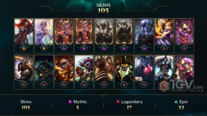 EUW EMAIL CHANGEABLE 87 CHAMPIONS 105 SKINS Prestige Blood Moon Aatrox 2X Prestige Firecracker Vayne 2X VICTORIOUS TRINDAMARE KOG'MAW