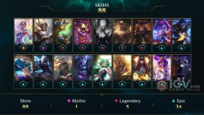 ME EMAIL CHANGEABLE 85 CHAMPIONS 88 SKINS Elementalist Lux Prestige Coven Zyra LAST PLAY 2024