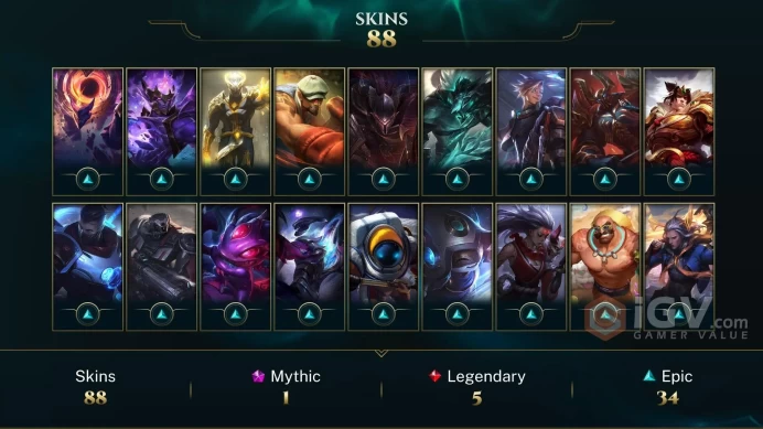 ME EMAIL CHANGEABLE 85 CHAMPIONS 88 SKINS Elementalist Lux Prestige Coven Zyra LAST PLAY 2024