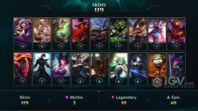 [D59] NA/EUW/OCE/JP/ 172 heroes / 119skins /  Instant Delivery/ Can change bound email and password/Can be transferred to any server