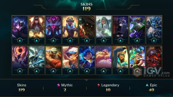 [D59] NA/EUW/OCE/JP/ 172 heroes / 119skins /  Instant Delivery/ Can change bound email and password/Can be transferred to any server